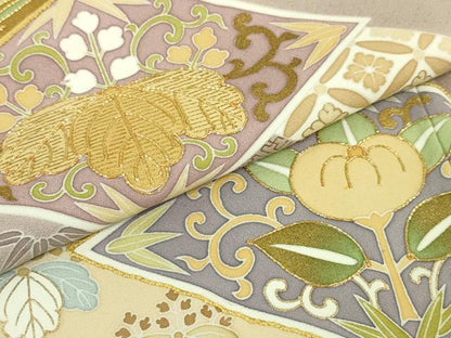 平和屋本店■極上　創業460年・千總　色留袖　駒刺繍　双鳥吉祥花文　薄柿色地　金彩　三越扱い　逸品　DZAA6446kh5