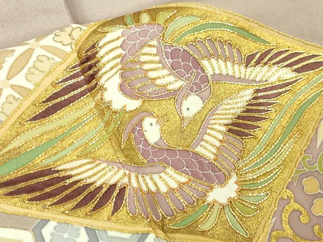 平和屋本店■極上　創業460年・千總　色留袖　駒刺繍　双鳥吉祥花文　薄柿色地　金彩　三越扱い　逸品　DZAA6446kh5