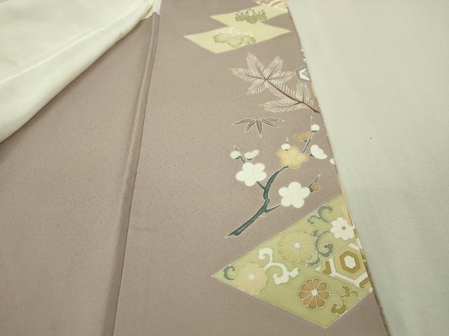 平和屋本店■極上　創業460年・千總　色留袖　駒刺繍　双鳥吉祥花文　薄柿色地　金彩　三越扱い　逸品　DZAA6446kh5