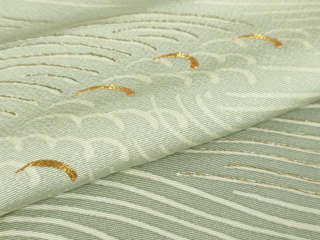 平和屋本店■極上　創業460年・千總　訪問着　単衣　駒刺繍　立波文　青磁鼠色地　暈し染め　金彩　三越扱い　逸品　DZAA6447kh5