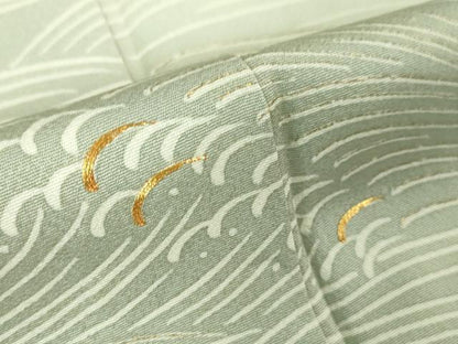 平和屋本店■極上　創業460年・千總　訪問着　単衣　駒刺繍　立波文　青磁鼠色地　暈し染め　金彩　三越扱い　逸品　DZAA6447kh5