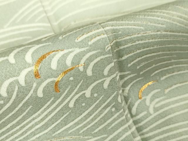 平和屋本店■極上　創業460年・千總　訪問着　単衣　駒刺繍　立波文　青磁鼠色地　暈し染め　金彩　三越扱い　逸品　DZAA6447kh5