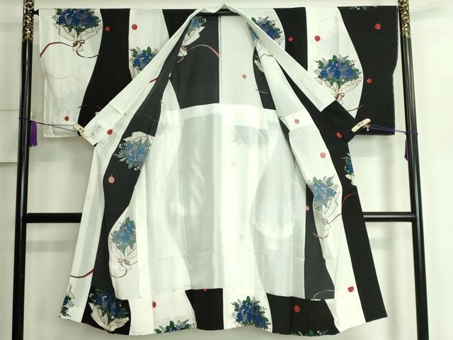 平和屋本店■上質な長襦袢　無双仕立て　花束　青薔薇　やまと誂製　逸品　未使用　DZAA6494kh5