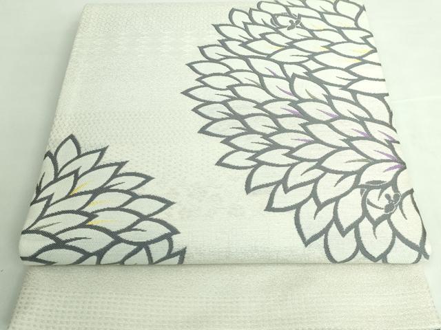 平和屋本店■極上　京都西陣・想屋謹　両面　全通柄袋帯　花　プラチナ百福　銀糸　やまと誂製　逸品　DZAA6498kh5