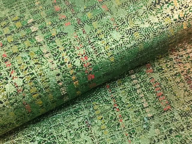 平和屋本店●極上 伝統工芸品 伊那紬 手織り 全通柄袋帯 間道 金彩 逸品 DZAA6510kh5
