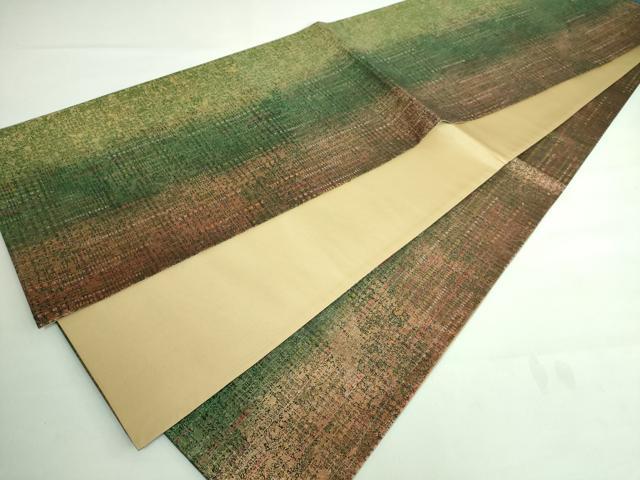 平和屋本店●極上 伝統工芸品 伊那紬 手織り 全通柄袋帯 間道 金彩 逸品 DZAA6510kh5
