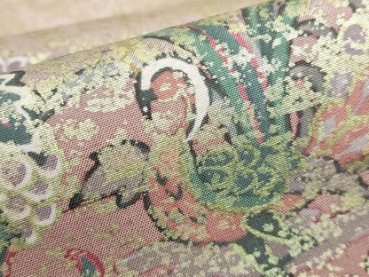 平和屋本店■極上　石川県指定無形文化財　牛首紬　白山工房　手織り　太鼓柄袋帯　洋花文　金彩　逸品　DZAA6511kh5
