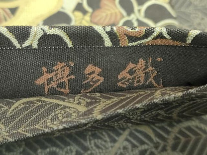 平和屋本店●極上 本場筑前博多織 両面 全通柄袋帯 伊勢型好み 紹巴 瓢箪蔦の葉文 かまわぬ 金糸 逸品 DZAA6514kh5