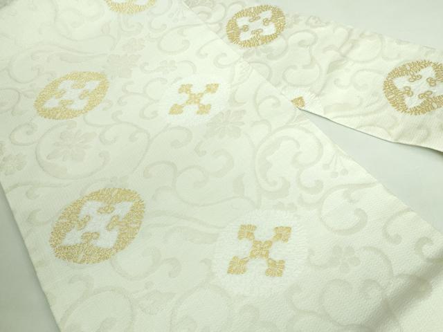 平和屋本店■極上　西陣　佐々木染織謹製　九寸名古屋帯　唐織　花唐草菱文　金糸　証紙付き　逸品　新品　DZAA6530kh5
