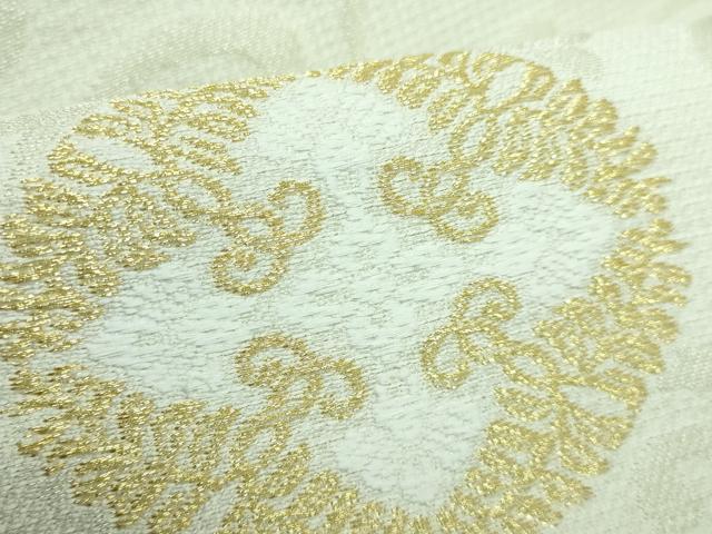 平和屋本店■極上　西陣　佐々木染織謹製　九寸名古屋帯　唐織　花唐草菱文　金糸　証紙付き　逸品　新品　DZAA6530kh5