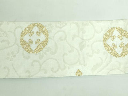 平和屋本店■極上　西陣　佐々木染織謹製　九寸名古屋帯　唐織　花唐草菱文　金糸　証紙付き　逸品　新品　DZAA6530kh5