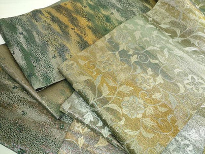 平和屋本店■極上　織の宝石・ダイヤモンドカット　佐波理綴　両面　六通柄袋帯　花唐草　霞文　金銀糸　逸品　DZAA6541kh5
