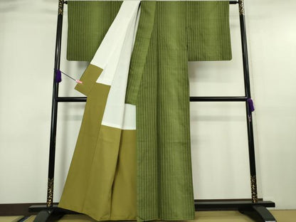 平和屋本店■希少　士乎路紬　加納別誂　間道　反端付き　逸品　DZAA6555kh5