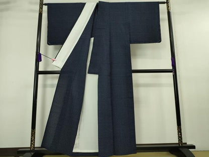平和屋本店□希少 山藍 山村省二 久留米絣 単衣 綿 本 