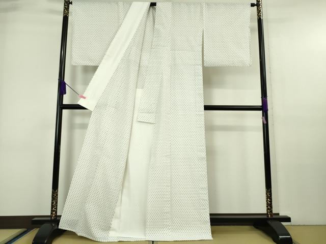 平和屋本店■希少　山藍　山村省二　久留米絣　単衣　綿　白絣　たとう紙付き　逸品　DZAA6558kh5