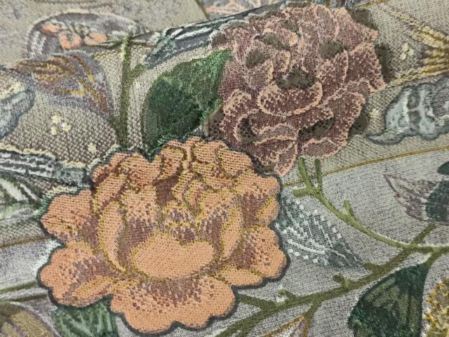 平和屋本店■極上　 山岡古都・古都染人　染織美術品　薬墨染　天目織　訪問着　お召地　紅型　風景花鳥文　逸品　未使用　DZAA6564kh5