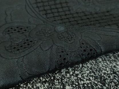 平和屋本店■極上　中国三大刺繍　スワトウ刺繍　汕頭刺繍　訪問着　藍　花唐草地紋　変わり市松　たたき染め　逸品　DZAA6565kh5