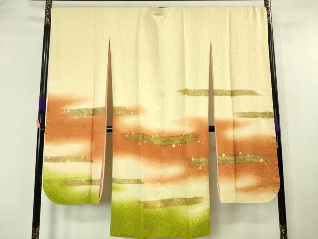 平和屋本店■希少 京友禅作家 山科春宣 振袖用コート 箔散らし 暈し染め 金彩 逸品 未使用 DZAA6567kh5