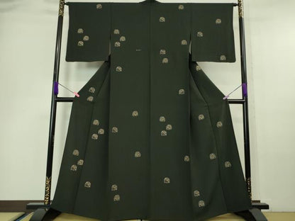 平和屋本店▽極上 印傳 訪問着 単衣 花兎 蝉色地 逸品 DZAA6568kh5