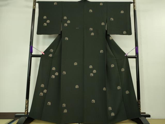 平和屋本店▽極上 印傳 訪問着 単衣 花兎 蝉色地 逸品 DZAA6568kh5