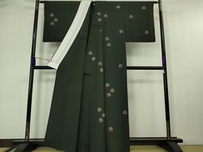 平和屋本店▽極上 印傳 訪問着 単衣 花兎 蝉色地 逸品 DZAA6568kh5
