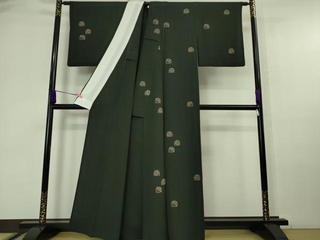 平和屋本店▽極上 印傳 訪問着 単衣 花兎 蝉色地 逸品 DZAA6568kh5