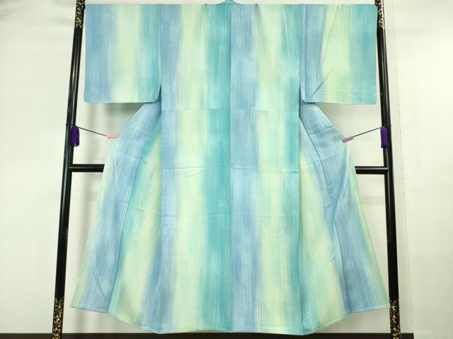 平和屋本店▽極上 男性 小紋 単衣 間道 暈し染め 反端付き 逸品 未使用 DZAA6575kh5