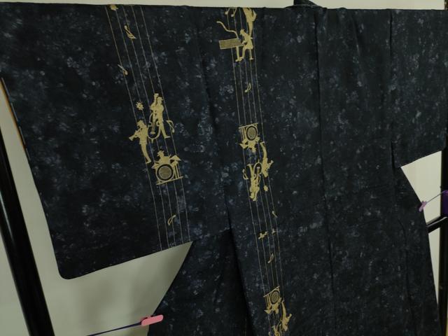 平和屋本店■極上　男性　訪問着　バンド　ピアノ　ドラム　トランペット　コントラバス　金彩　逸品　未使用　DZAA6576kh5