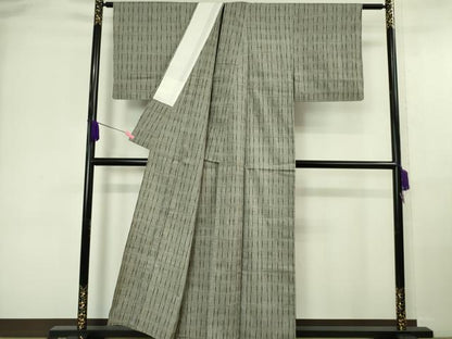 平和屋本店▽極上 本場結城紬 重要無形文化財 単衣 間道 証紙付き 逸品 未使用 DZAA6577kh5