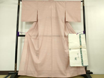 平和屋本店■極上　夏物　洗える最高級着物　＜英＞はなぶさ謹製　小紋　変わり絽　草花文　たとう紙付き　逸品　DZAA6580kh5