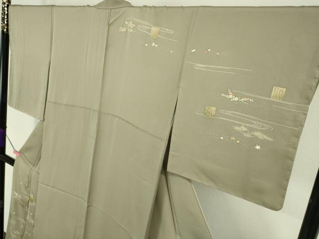 平和屋本店■極上　工芸染織　宮下謹製　訪問着　源氏香　竜田川　灰汁色地　金彩　たとう紙付き　逸品　未使用　DZAA6581kh5