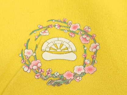平和屋本店■極上　七五三　女の子　7歳　祝着　色無地　菜の花色　逸品　DZAA6586kh5