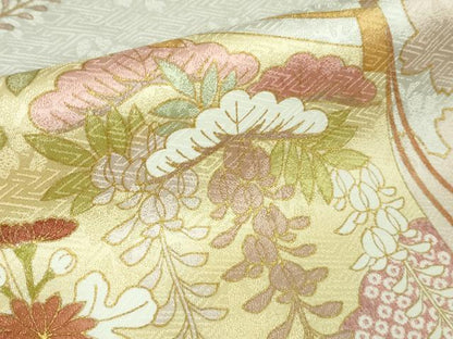 平和屋本店■極上　皇室献上作家　藤井寛　色留袖　駒刺繍　彩の宴　幔幕花文　桜色地　金彩　反端付き　逸品　未使用　DZAA6592kh5