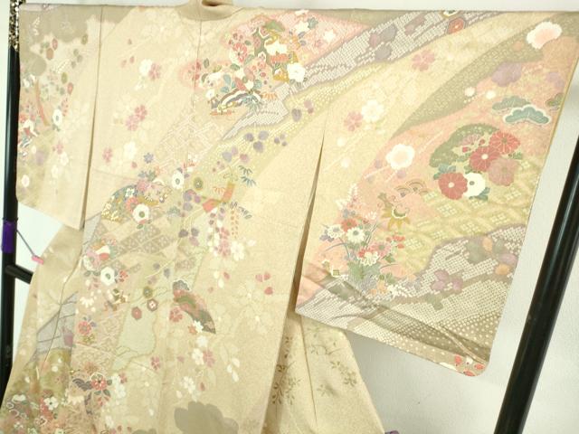 平和屋本店●極上 訪問着 友禅 吉祥花文 金彩 逸品 未使用 DZAA6594kh5
