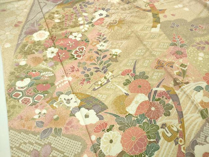 平和屋本店●極上 訪問着 友禅 吉祥花文 金彩 逸品 未使用 DZAA6594kh5
