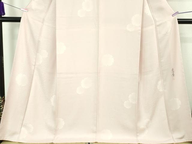 平和屋本店■極上 手描友禅 藤井嵐晴 染師・河田信介 お召 千八唐織 桐竹鳳凰 薄い虹色地 暈し染め 金彩 反端付き 逸品 未使用 DZAA6601kh5
