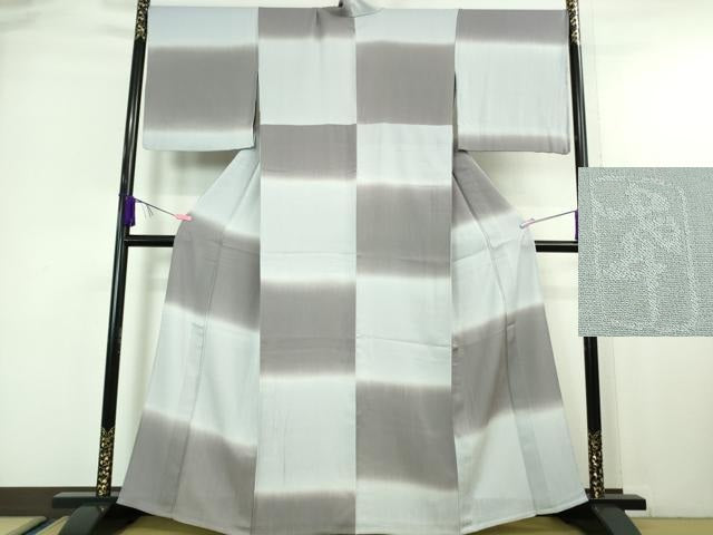 平和屋本店▽希少　西陣の名門　加納幸謹製　よろけお召　単衣　市松　反端付き　逸品　DZAA6605kh5