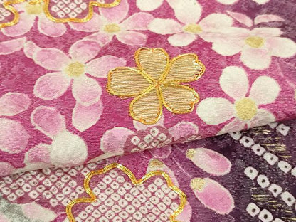 平和屋本店■極上 振袖・長襦袢(無双仕立て・半衿刺繍)・袋帯 3点セット　駒刺繍　枝垂れ桜　暈し染め　金彩　銀通し地　逸品　DZAA6608kh5