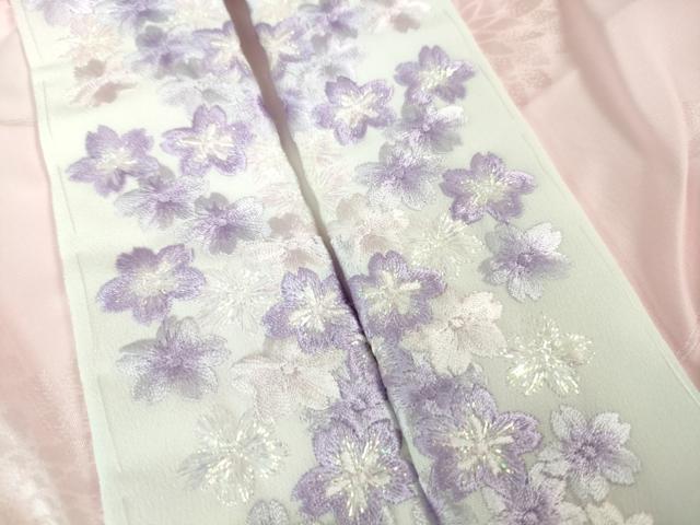 平和屋本店■極上 振袖・長襦袢(無双仕立て・半衿刺繍)・袋帯 3点セット　駒刺繍　枝垂れ桜　暈し染め　金彩　銀通し地　逸品　DZAA6608kh5