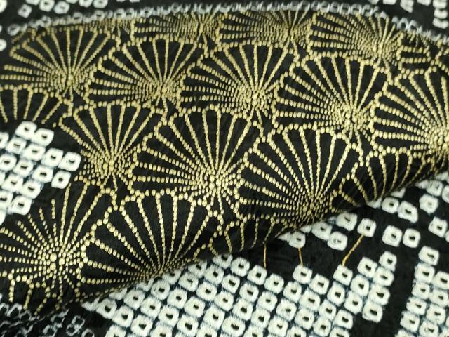 平和屋本店■極上　振袖　絞り　菊　黒地　金彩　逸品　DZAA6610kh5