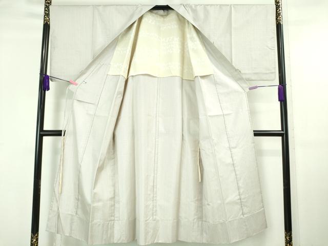 平和屋本店■極上　和装コート　本場縞大島紬　単衣　ロング丈　縞　逸品　DZAA6613kh5