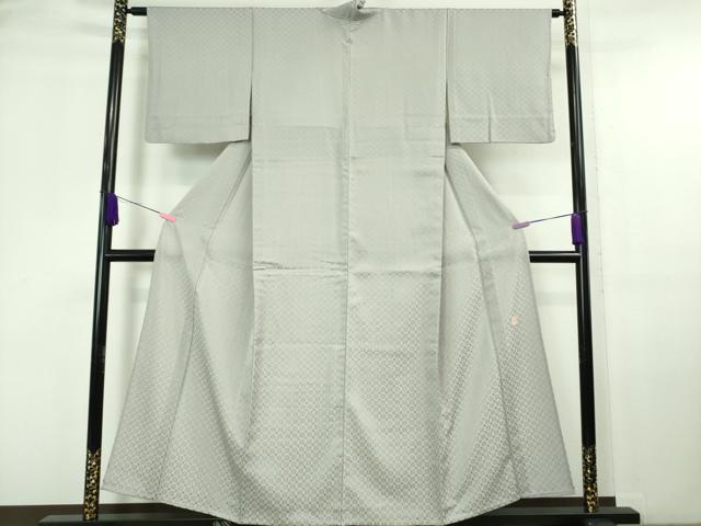平和屋本店■極上　お召　花織　単衣　作家物　牡丹鼠色地　逸品　DZAA6618kh5