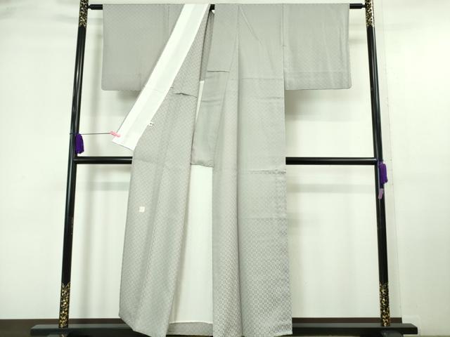 平和屋本店■極上　お召　花織　単衣　作家物　牡丹鼠色地　逸品　DZAA6618kh5