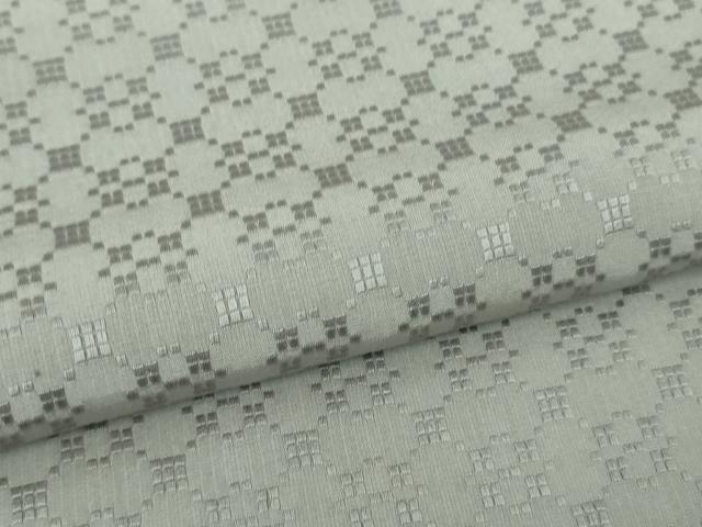 平和屋本店■極上　お召　花織　単衣　作家物　牡丹鼠色地　逸品　DZAA6618kh5