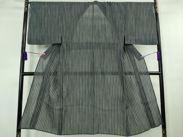 平和屋本店■極上　男性　夏物　本場小千谷ちぢみ　縞　麻　反端付き　逸品　DZAA6621kh5