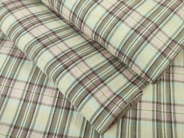 平和屋本店＊極上 夏物 本場小千谷ちぢみ 格子 麻 逸品 DZAA6625kh5