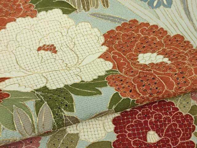 平和屋本店■極上　中国三大刺繍　スワトウ刺繍　汕頭刺繍　総刺繍　訪問着　鴛鴦草花文　秘色色地　金糸　逸品　DZAA6633kh5