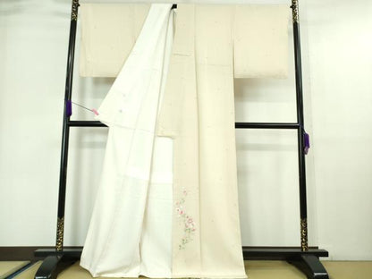平和屋本店●極上 松田聖子 SEIKOMATSUDA 訪問着 刺繍 草花 丸文 象牙色地 タグ付き 逸品 未使用 DZAA6641kh5