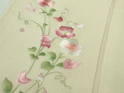 平和屋本店●極上 松田聖子 SEIKOMATSUDA 訪問着 刺繍 草花 丸文 象牙色地 タグ付き 逸品 未使用 DZAA6641kh5
