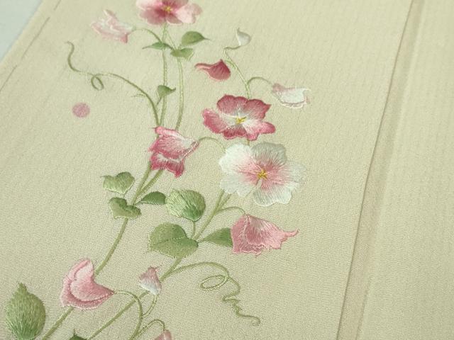 平和屋本店●極上 松田聖子 SEIKOMATSUDA 訪問着 刺繍 草花 丸文 象牙色地 タグ付き 逸品 未使用 DZAA6641kh5